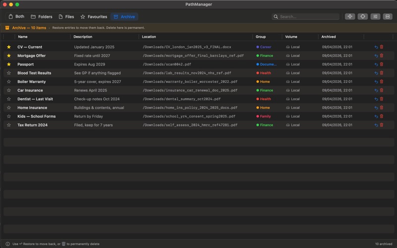 PathManager: Organizer screenshot