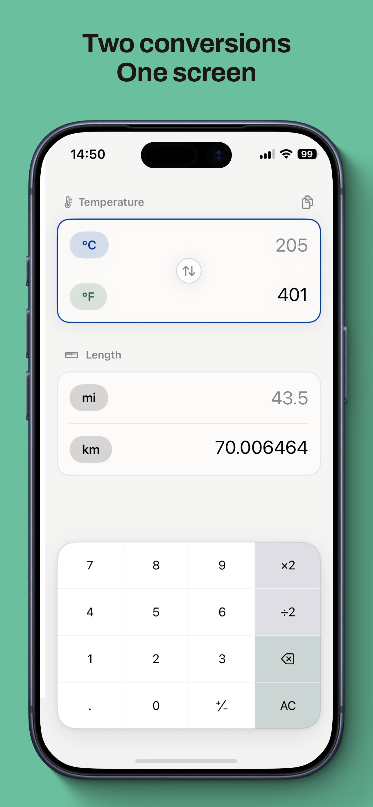 Screenshot 1 of Equal - Dual Unit Converter
