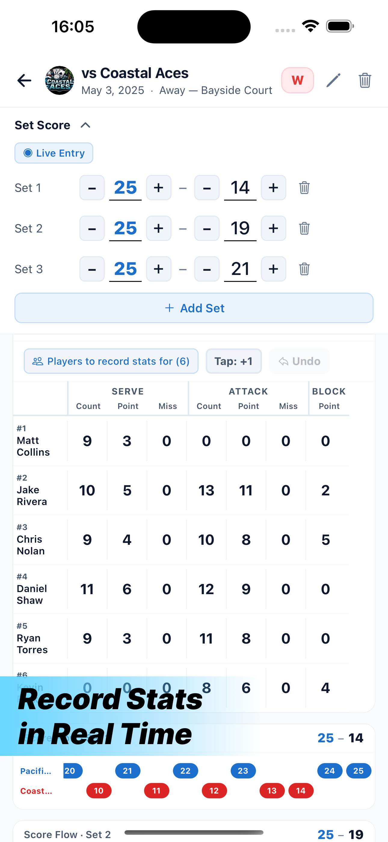 Vollog - Volleyball Stats
