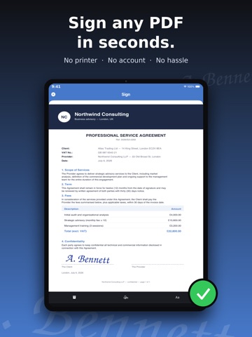 Sign PDF documents iPad screenshot