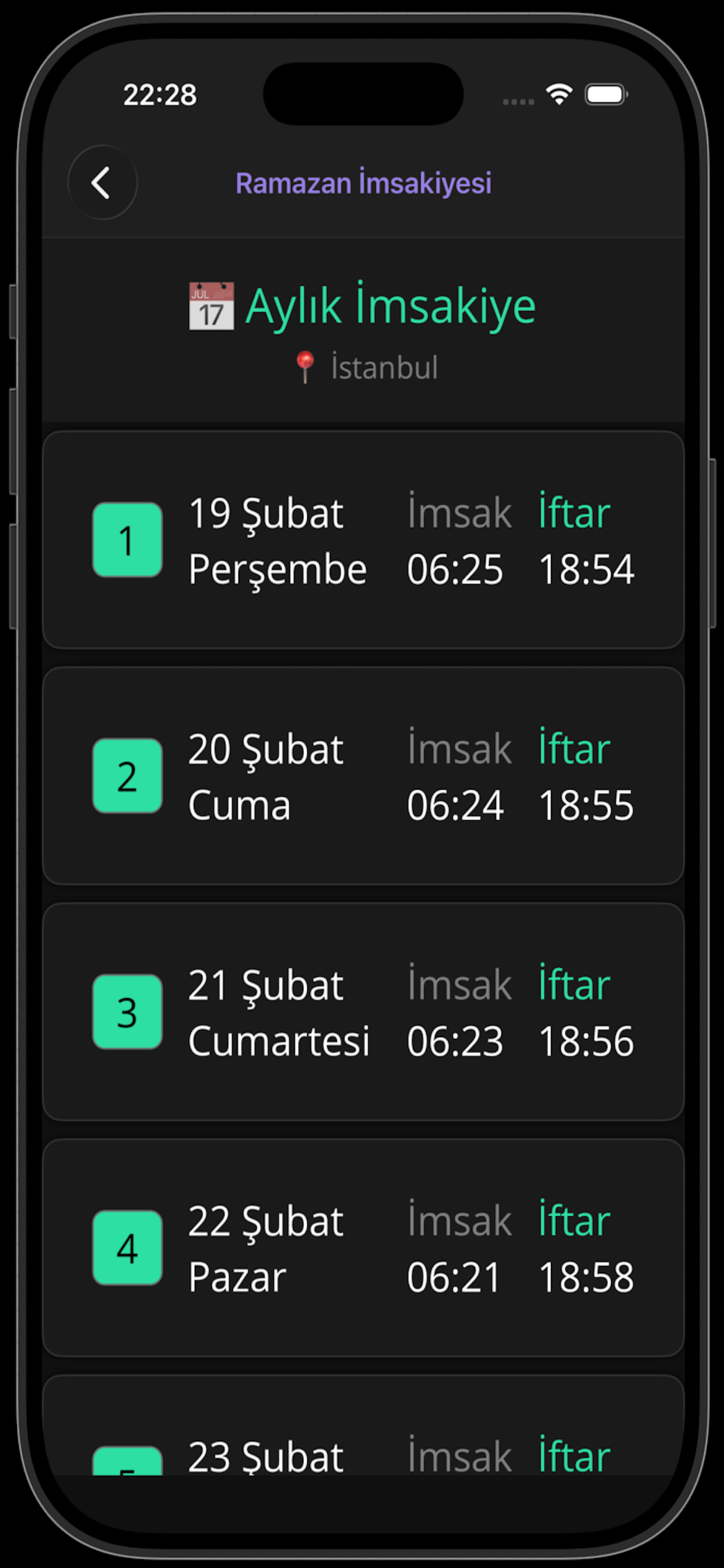 Mutfak & İmsakiye