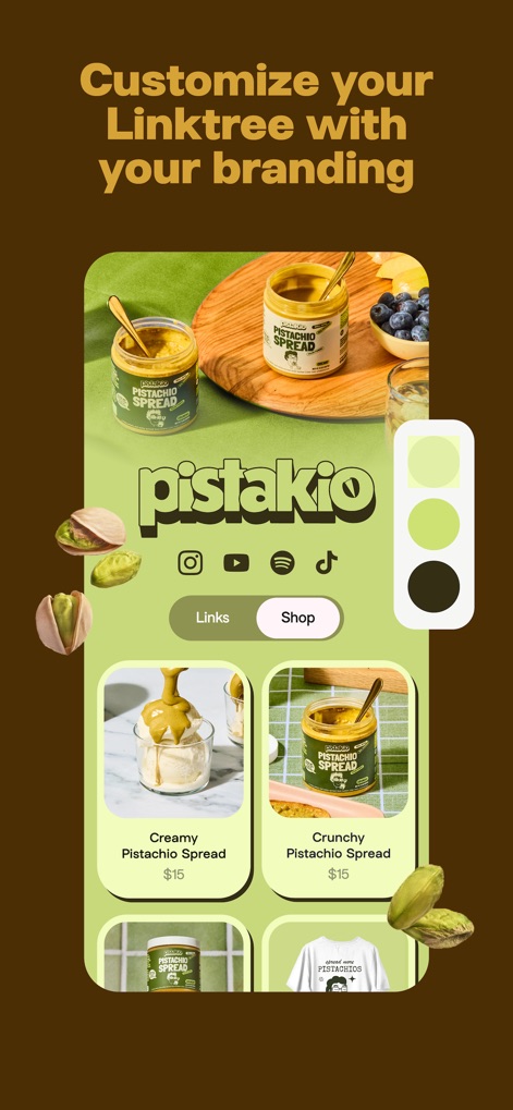 Linktree: Link in Bio Creator - The app allows creators to customize their Linktree's appearance with unique branding elements and visually appealing product displays.
