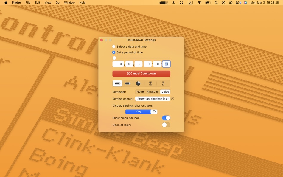 #1. Mini Countdown Bar (macOS) 由: 栋梁 周