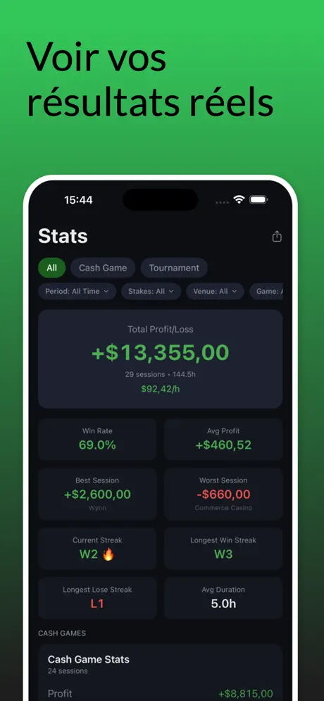 Poker Tracker: Carnet Bankroll — capture d'écran iPhone 2