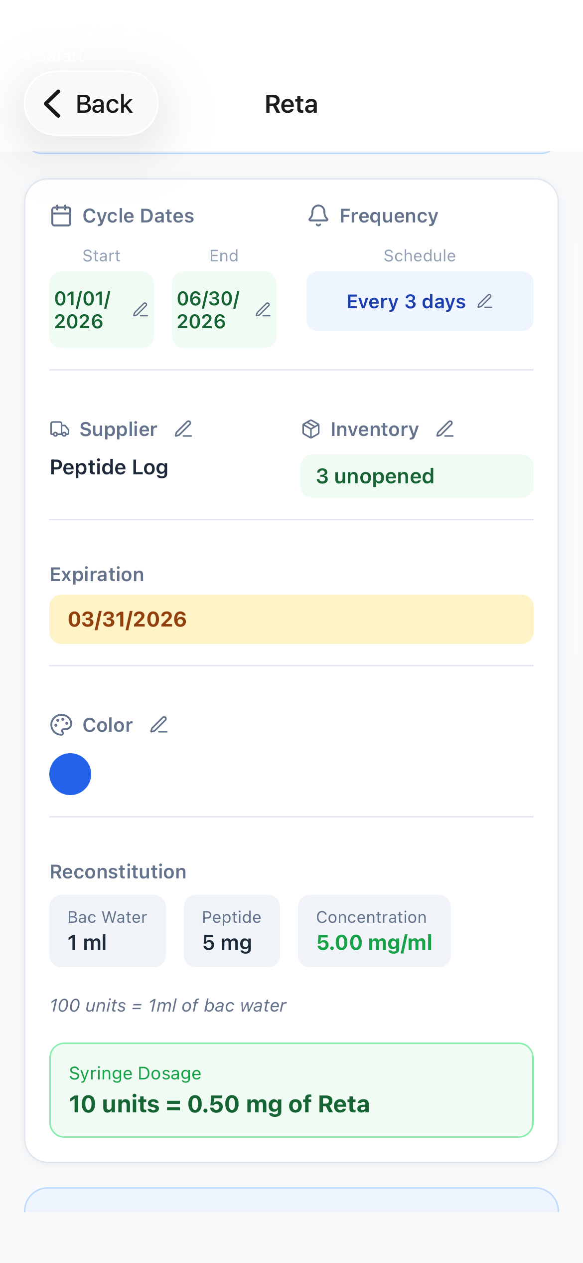 Peptide Log Tracker screenshot 7