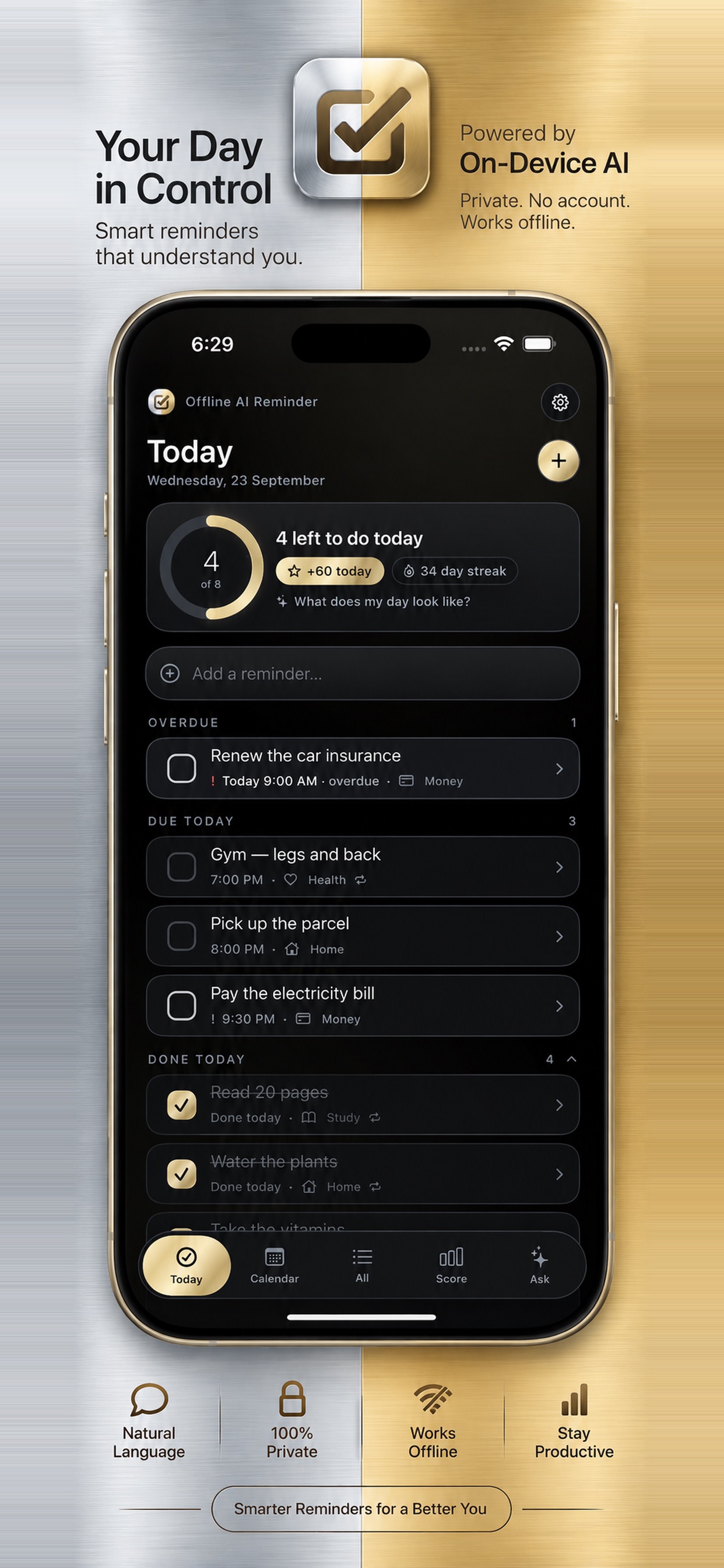 Screenshot 1 of Offline AI Reminder
