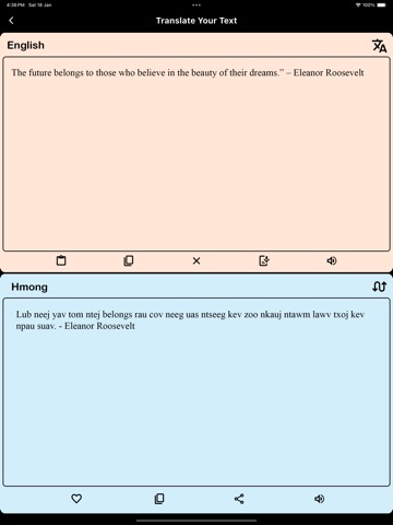 English Hmong Translator iPad screenshot
