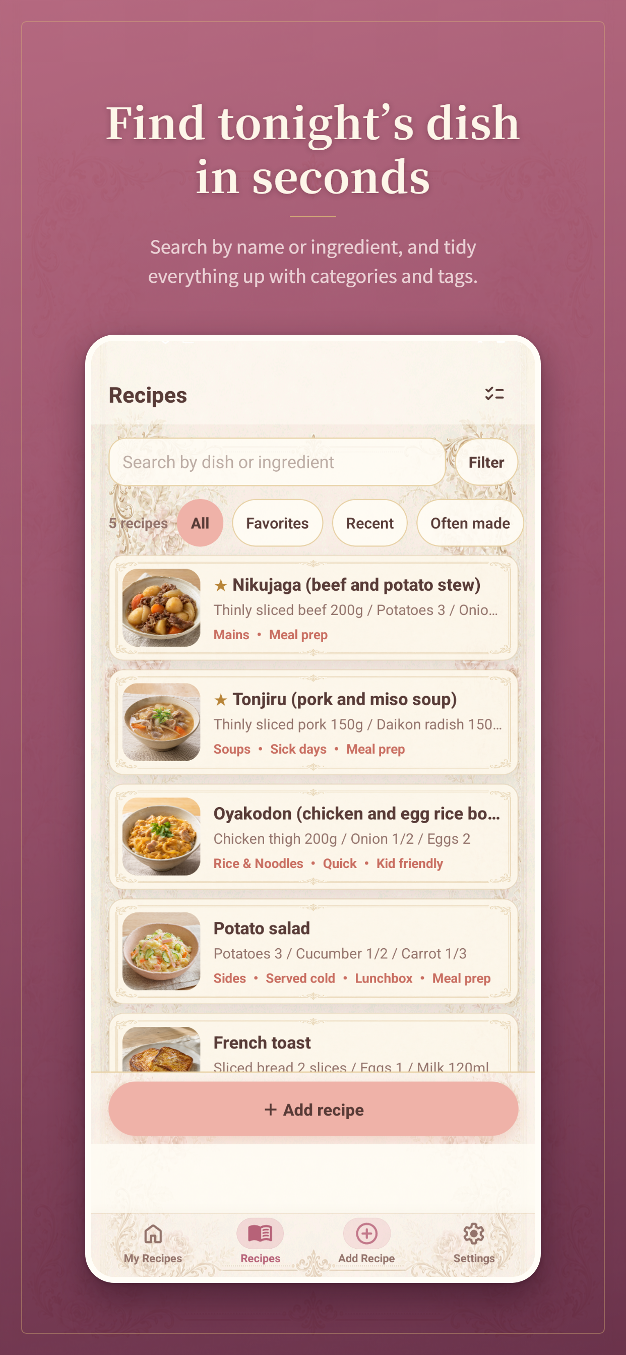 Cute My Recipe: Recipe Book screenshot 2