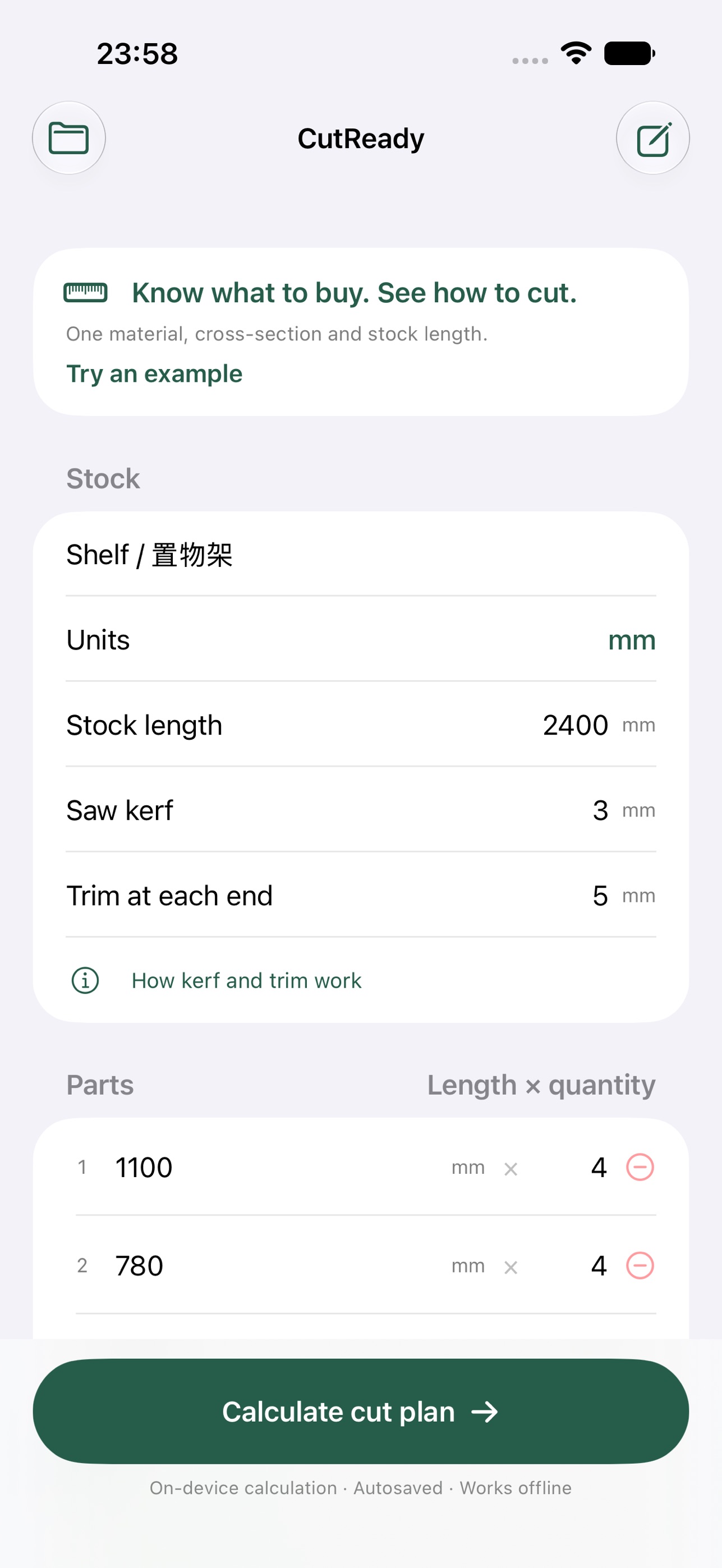 Screenshot 3 of CutReady: Cut List Planner