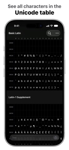 UniChar — Unicode Keyboard のスクリーンショット
