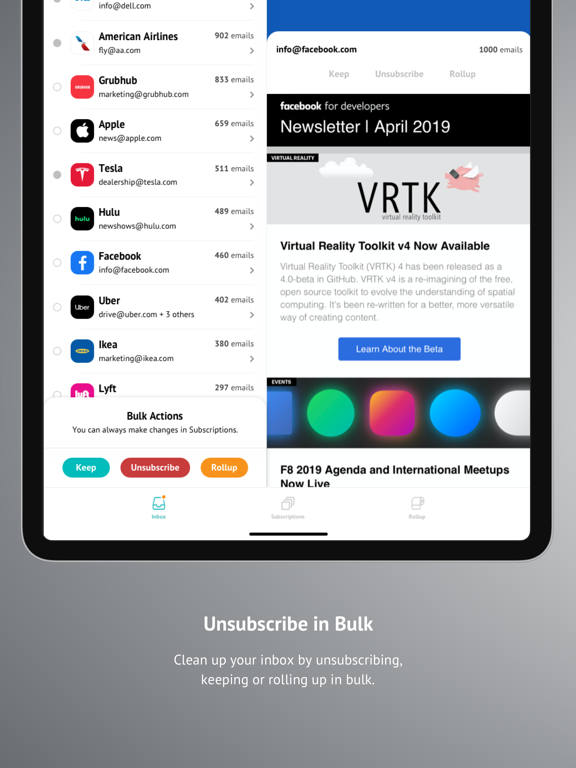 Unroll.Me - Email Cleanup iPad screenshot 2 - Productivity app