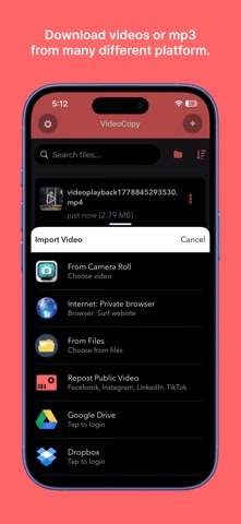 VideoCopy: Video Manager, Play Screenshot 2 of 8