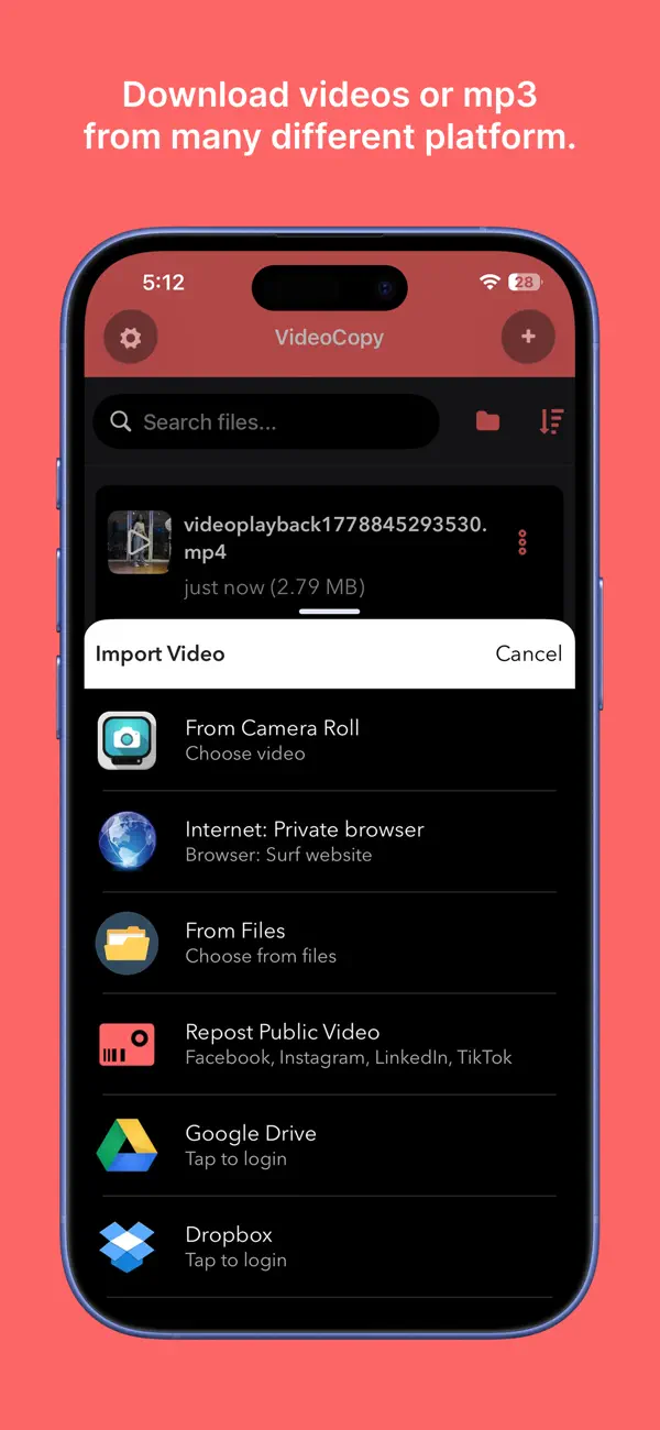 Screenshot #2 pour VideoCopy: Download manager