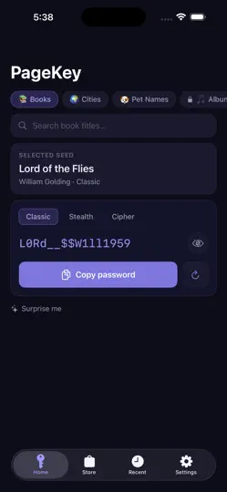 Captura de pantalla de PageKey en iPhone 1