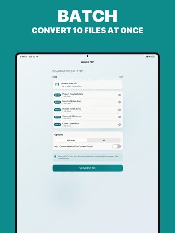 DocConvert: Word to PDF, DOCX iPad screenshot