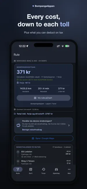 BompengeAppen: Toll Calculator screenshot 3