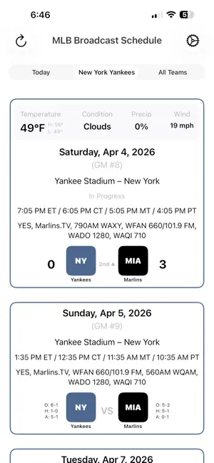 MLB Broadcast Schedule screenshot 3