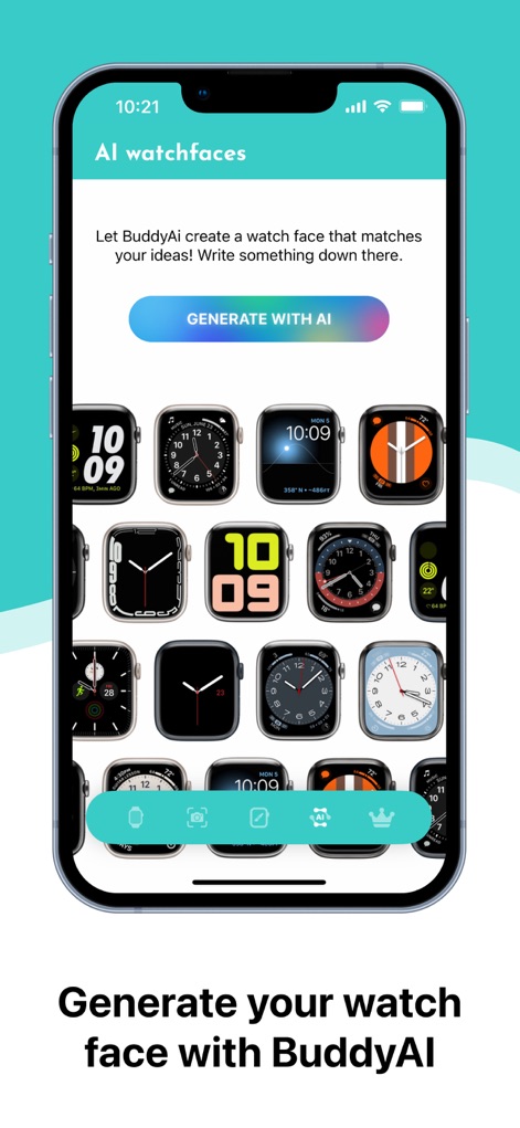 Buddywatch - Watch Faces - BuddyAI facilitates the creation of unique watch faces based on user preferences, offering a diverse array of AI-generated designs for selection.