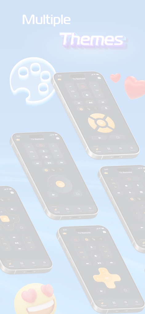 Universal Remote for TV Smart - Nutzer können das Erscheinungsbild ihrer digitalen Fernbedienung durch verschiedene Design-Optionen (X) anpassen, was eine individuelle Gestaltung der App (Y) ermöglicht.