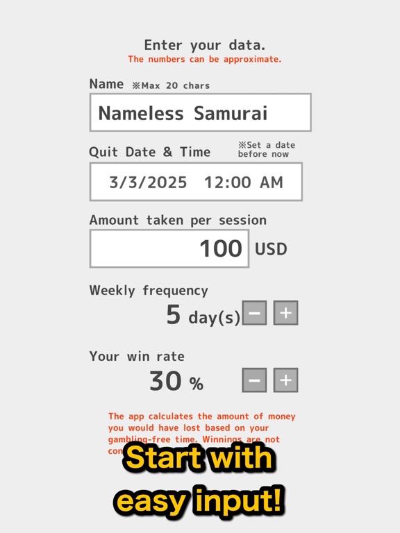 Quit Gambling - No Bet Samurai iPad screenshot