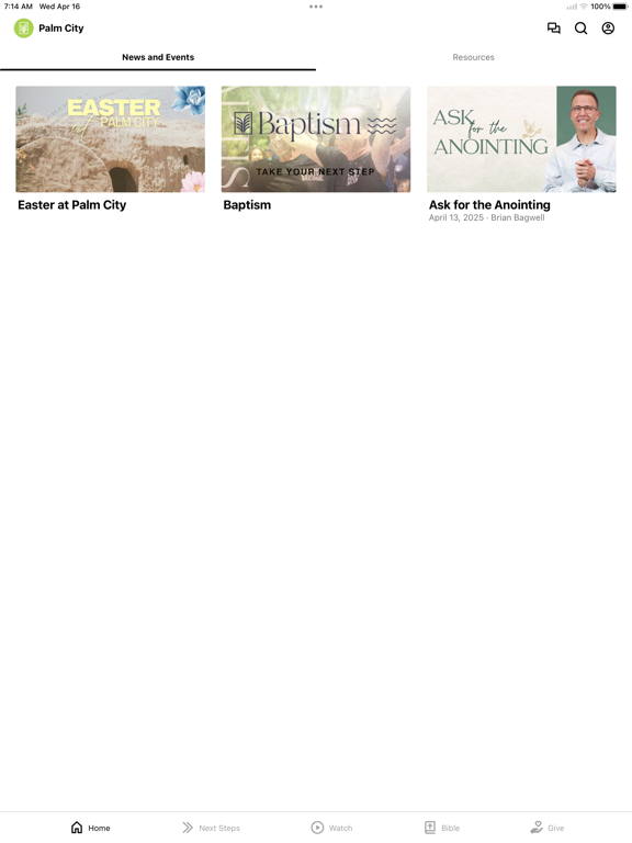 Palm City Church iPad screenshot 1 - Education app