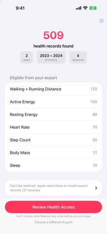 Health Data Restore Screenshot 2 of 5