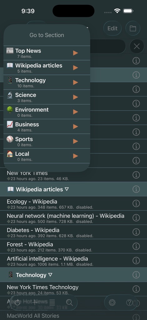 Speak News - RSS news reader - speak-news-rss-navigation-menu
