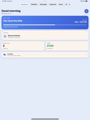 Kopare: Co-Parenting Calendar iPad screenshot