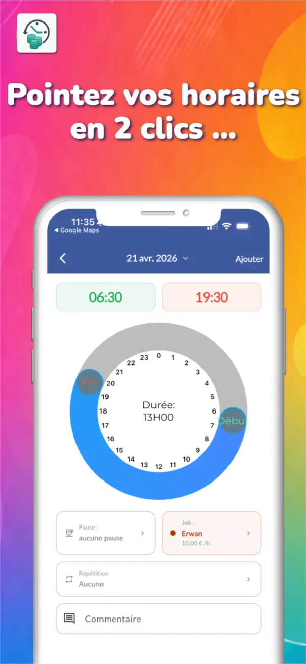 Screenshot #2 pour Mes horaires de travail lite
