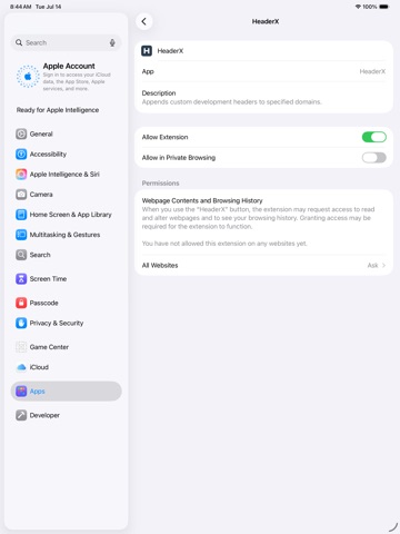 HeaderX iPad screenshot