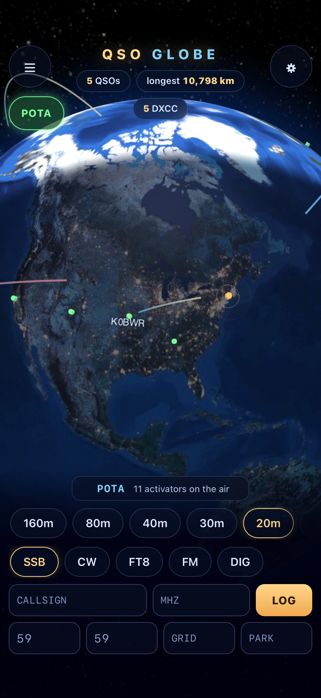 QSO Globe — Ham Radio Log screenshot 2