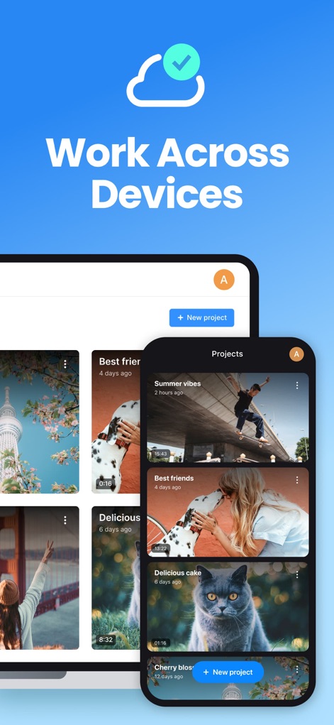 Clideo: Video Editor for Reels - Experience uninterrupted workflow with seamless project synchronization across devices, managed effortlessly through a user-friendly project management interface.