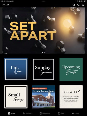 Arvada Vineyard iPad screenshot