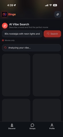 Binge. iPhone screenshot