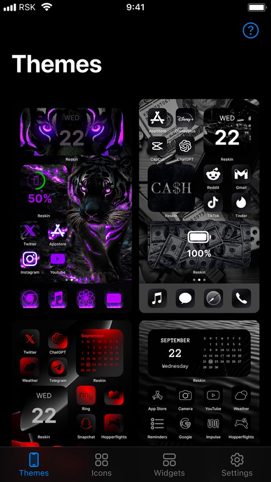 #5. Reskin: Themes, Widgets, Icons (iOS) By: NEOTRINITI OSOO
