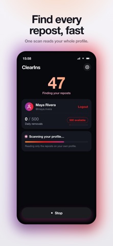 ClearIns: Repost Remover iPhone screenshot