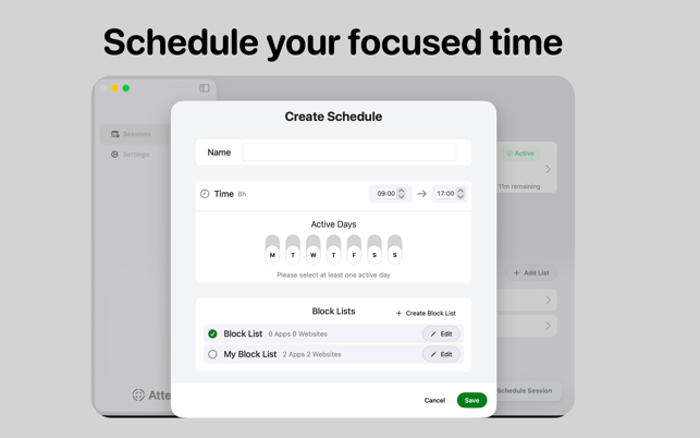 Atten - لقطة شاشة لحظر التطبيقات