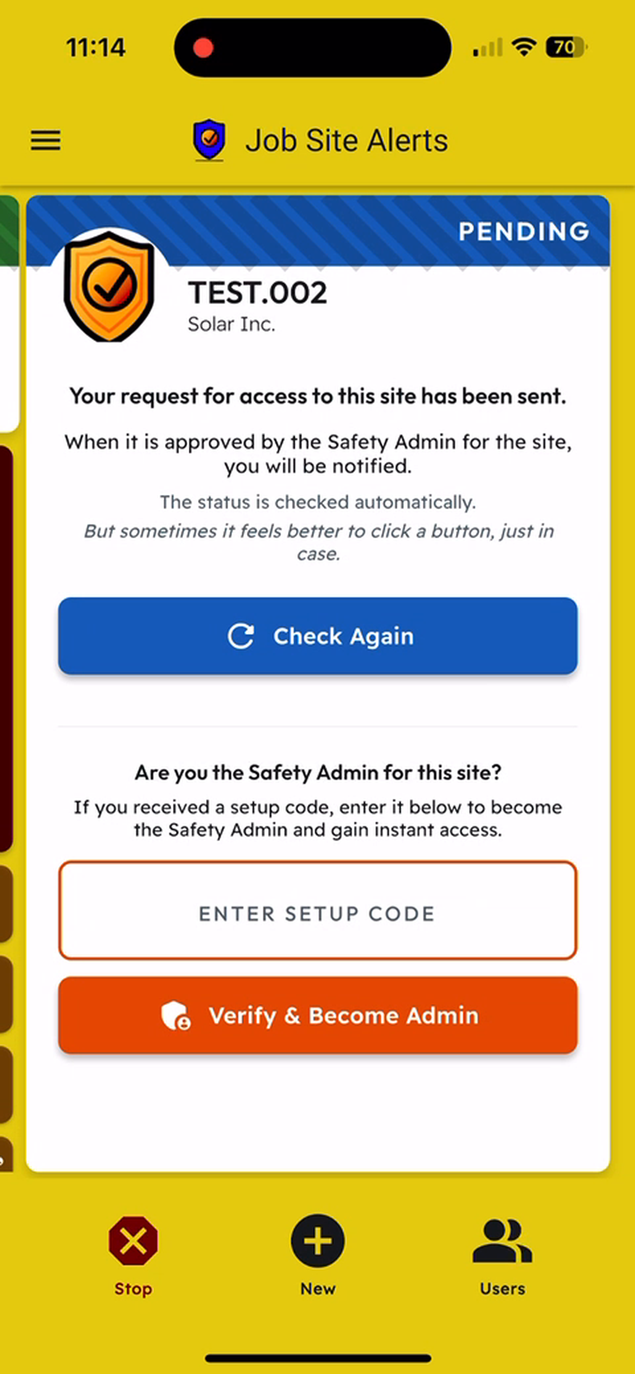 Job Site Alerts App