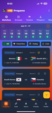 Pregame 2026 screenshot