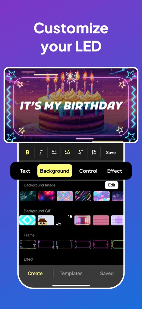 LED Scroller and Text Banner - このアプリは、ユーザーが背景画像と多様なネオンフレームを自由に組み合わせ、視覚的に魅力的なLEDサインを作成することを可能にします。