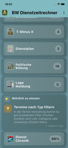 BWDienstzeitrechner screenshot