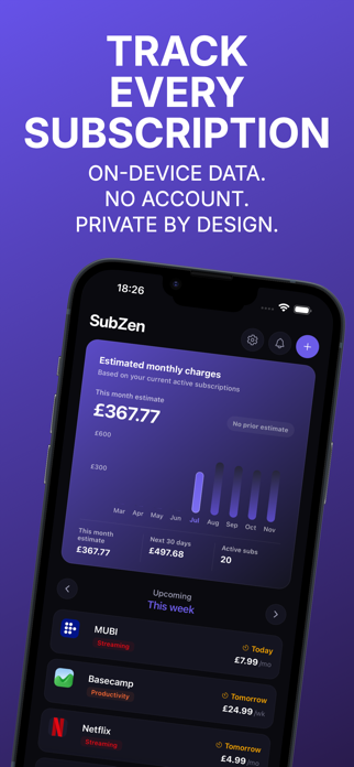 SubZen - Subscription Tracker Screenshot 1 of 6