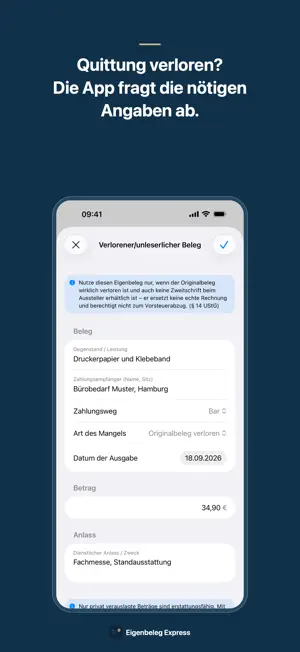 Eigenbeleg Express screenshot 2