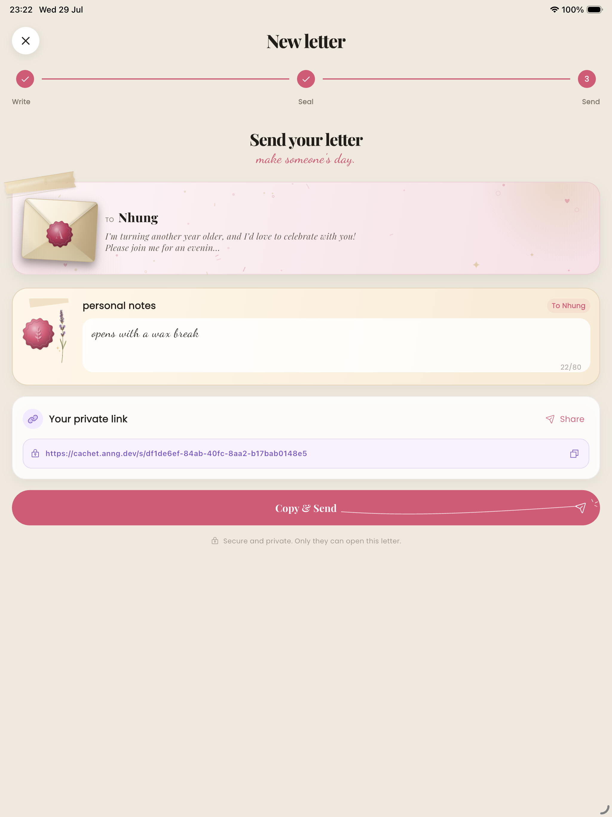Cachet: Cards & Love Letters screenshot 8