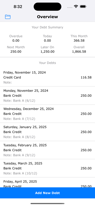 DebTra: Debt Tracking Screenshot 1 of 10