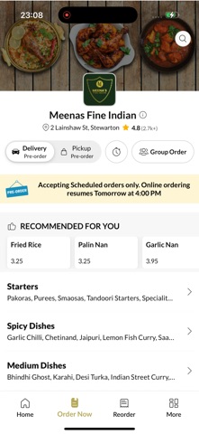Meenas Fine Indian iPhone screenshot