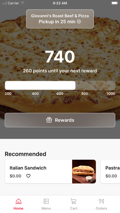 Giovanni's Beef and Pizza app screenshot