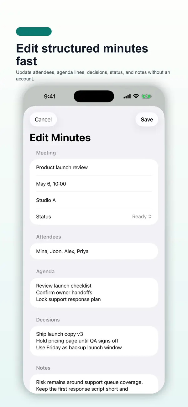 Screenshot #3 pour Meeting Minutes Private
