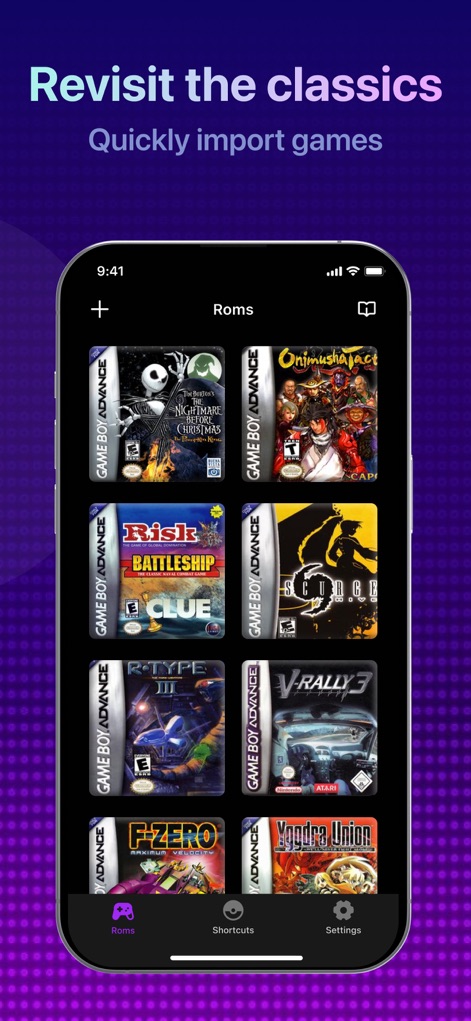 Lucky Emulator – GBA & DS - Effortlessly browse and manage your imported game ROM library, utilizing the intuitive quick access shortcuts for instant gaming.