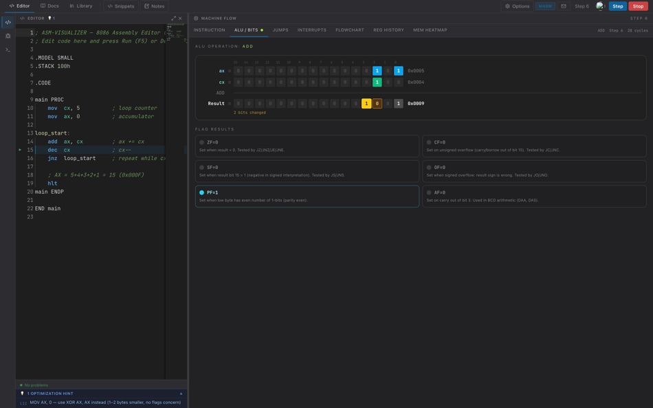 #3. ASM-VISUALIZER (macOS) Przez: David Frucht